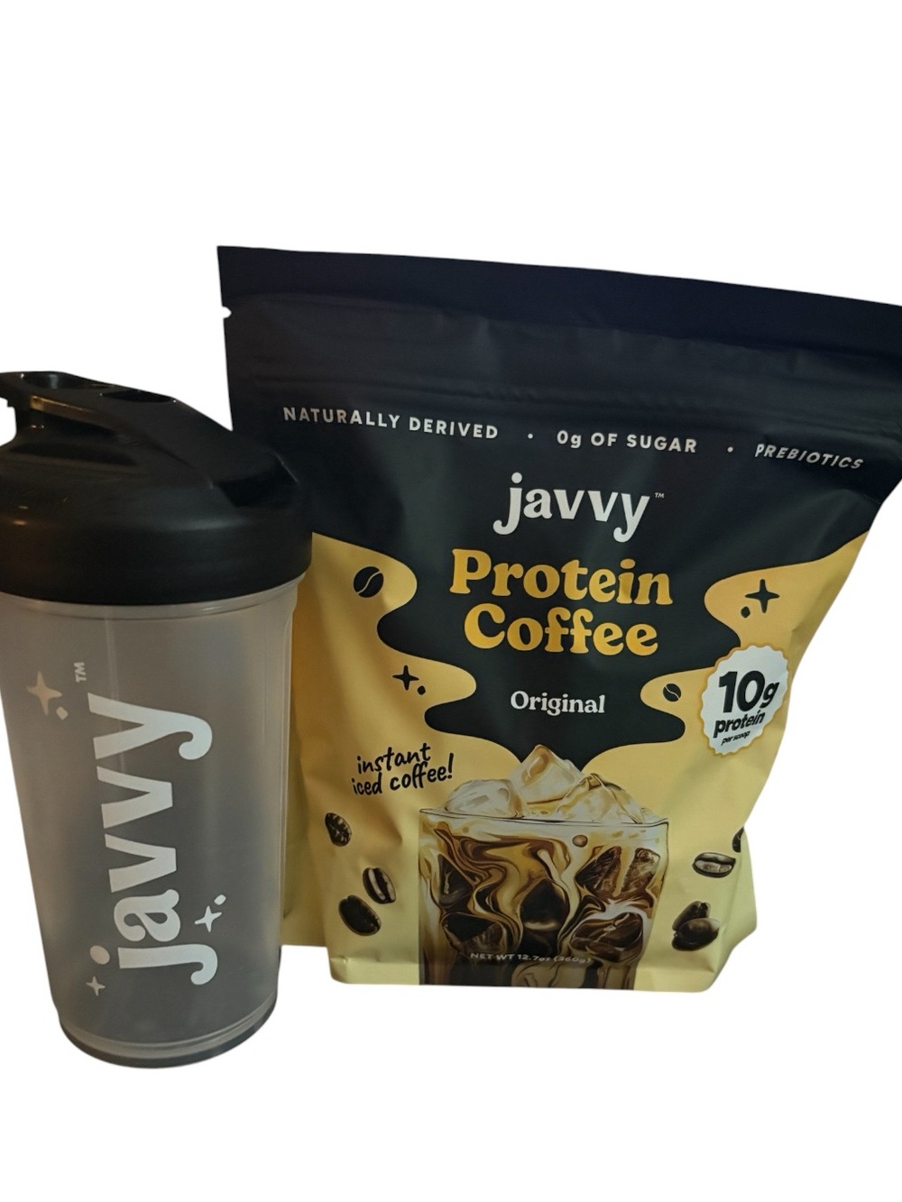 Javvy Protein Coffee Original-12.7 oz with shaker-New/Sealed-3 Bags-2 shakers
